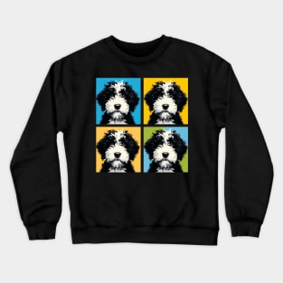 Pop Retro Portuguese Water Dog Art Painting - Cute Puppy Crewneck Sweatshirt